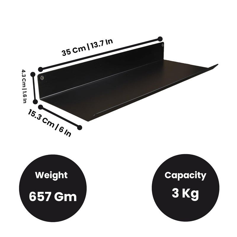 Djuize Metal Kitchen Shelf Rack|Metal Rack for Kitchen Storage|Organizer|Shelf|Vegetable Rack, Cupboard Shelf (Small Black 35cm) - Image 2