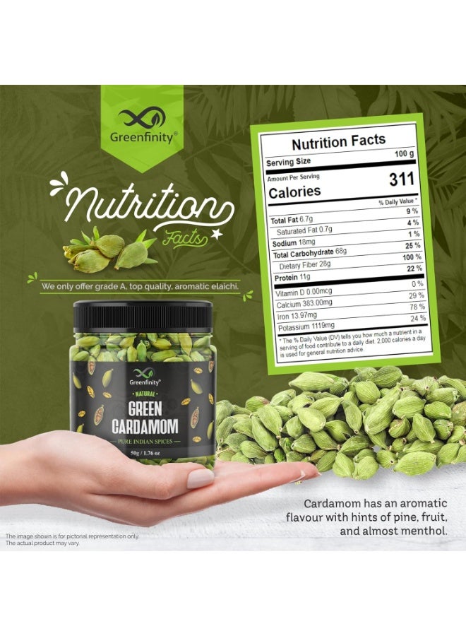 Cardamom Green Whole - 50 grams, Grade - 8mm, (Buy 1 Get 1 Free). - Image 2