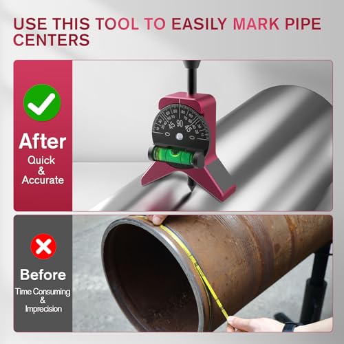 Anblak Magnetic Pipe Center Finder Tool, Y-Shape Pipefitter Gauge with Adjustable Dial Bubble Protractor, Fits 1-1/2" to 6" Pipes, 2.75" Centering Head for Accurate Pipe Layout - Image 5