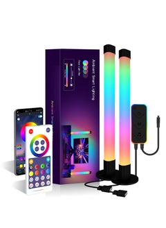 2Pcs RGB Floor Lamp for Living Room APP Smart Music Sync Color Changing LED Lights Bedroom Colorful Decoration Lamp Soft Mood Lighting Dimmable with Remote Control Multicolor 32.5 cm
