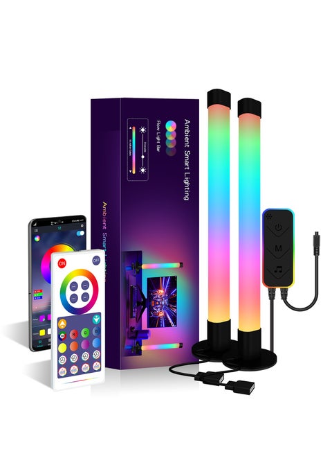 2Pcs RGB Floor Lamp for Living Room APP Smart Music Sync Color Changing LED Lights Bedroom Colorful Decoration Lamp Soft Mood Lighting Dimmable with Remote Control Multicolor 32.5 cm