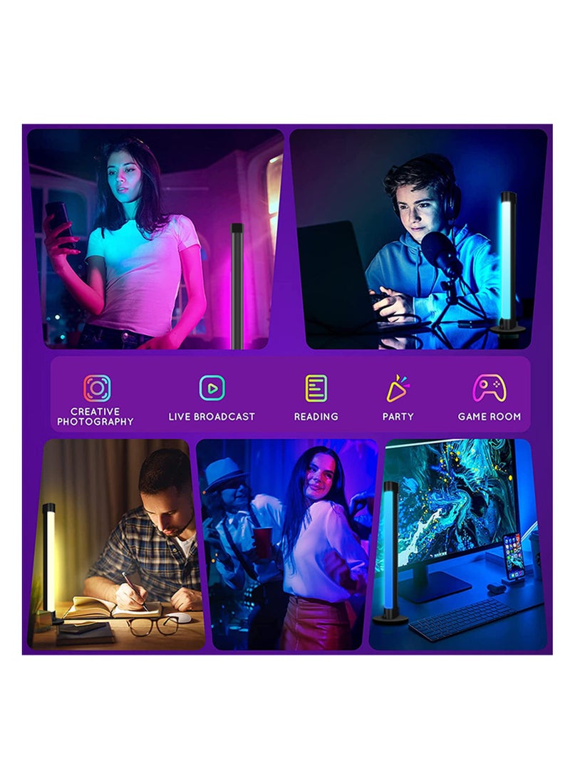 Generic - 2Pcs RGB Floor Lamp for Living Room APP Smart Music Sync Color Changing LED Lights Bedroom Colorful Decoration Lamp Soft Mood Lighting Dimmable with Remote Control Multicolor 32.5 cm - Image 1