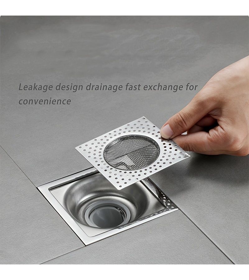 Reusable Square Drain Strainer Filter Cap Stainless Steel Hair Cover - Image 4