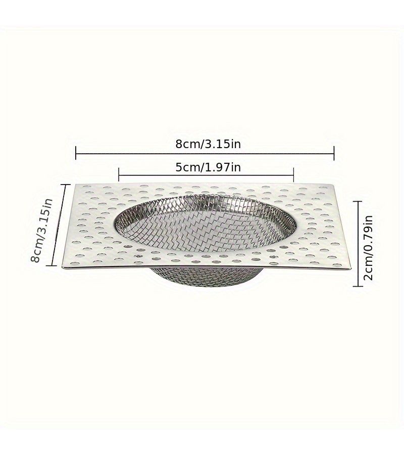 Reusable Square Drain Strainer Filter Cap Stainless Steel Hair Cover - Image 3