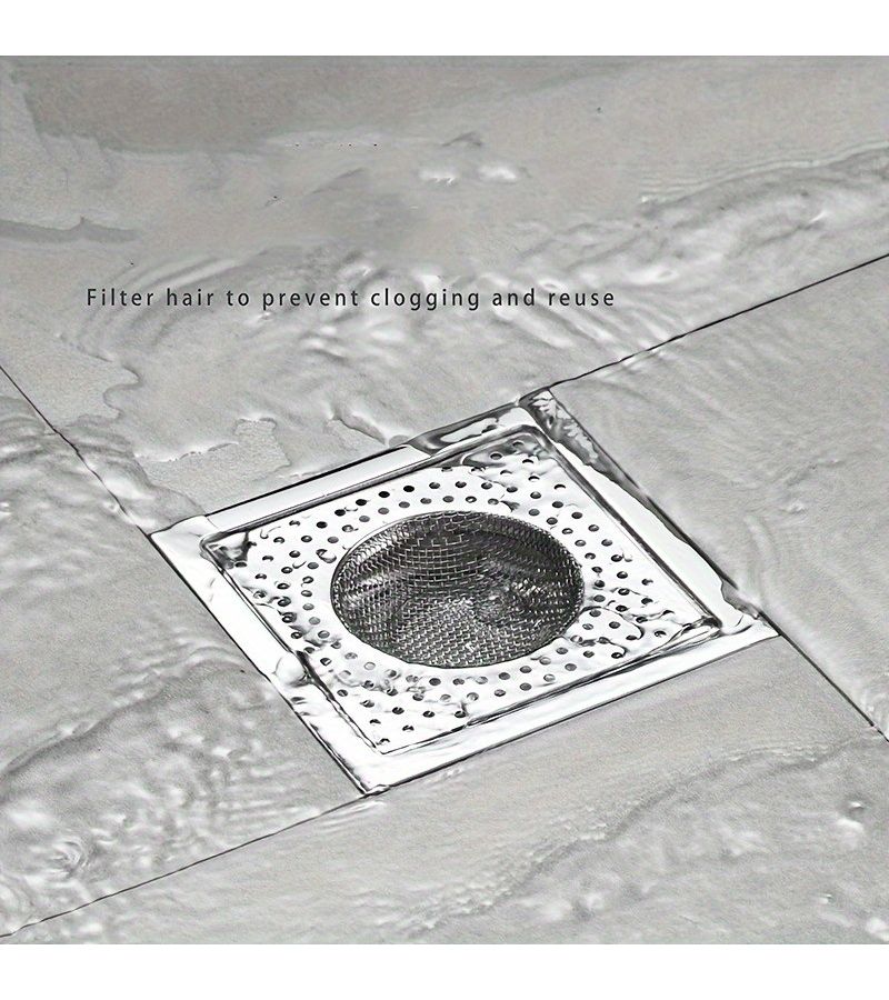Reusable Square Drain Strainer Filter Cap Stainless Steel Hair Cover - Image 2