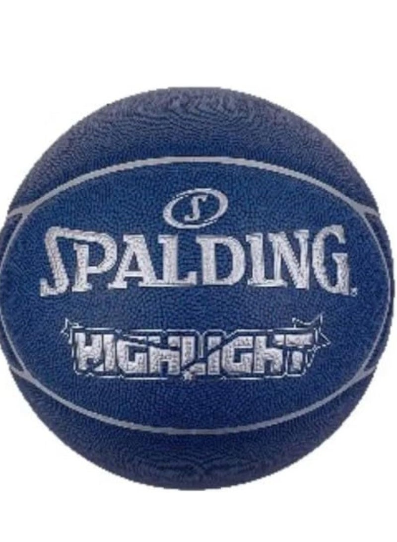 SPALDING SPLD Highlight Comp Basketball, Blue/Silver, Size 7 – High-Performance, Rubber - Image 1