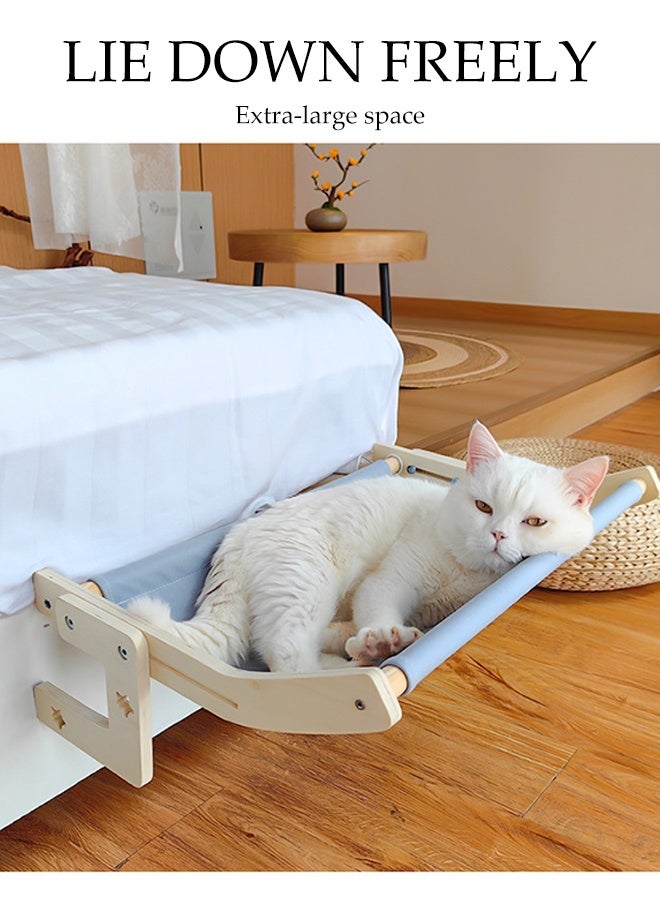 DUNISO Cat Hammock Wooden Pet Window Bed Indoor Kitty Shelf Nest Sturdy Heavy Duty Non-Drilling Non-Suction Durable Cat Hammock Window Seat Easy to Adjust Cat Bed for Windowsill, Bedside, Drawer and Cabinet - Image 3