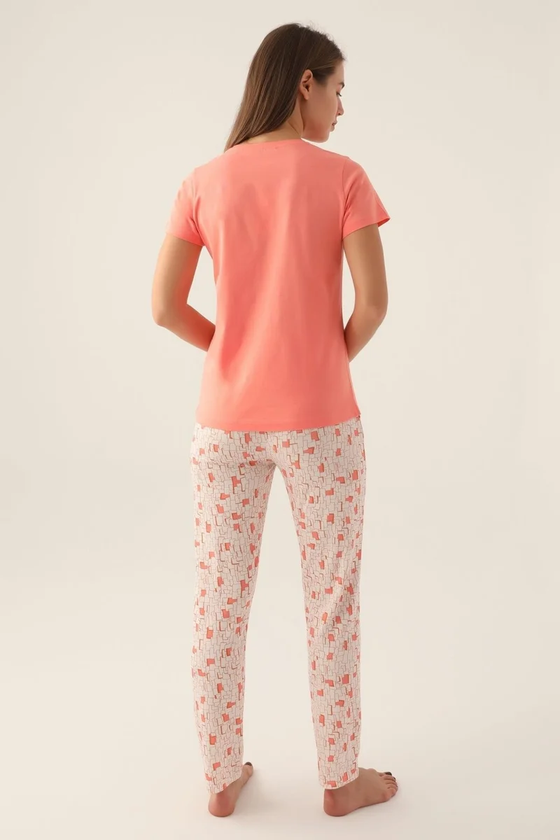 Arnetta Button-down Collar Cotton Women's Pajama Set, Plus Size Pajamas, 100% Cotton