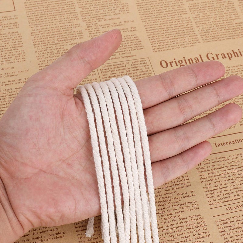 Ai-Fun AIFUN Macrame Cord 4mm x 547Yards, Natural Cotton Macrame Rope - 4 Strands Twisted Macrame Cotton Cord for Wall Hanging, Plant Hangers, Crafts, Gift Wrapping and Wedding Decorationsï¼ˆ4mmX500mï¼‰ - Image 4
