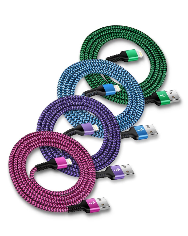 Haoano USB A to Lightning Cord, 4Pack/3Ft Nylon Braided iPhone Charger Cable, Apple Approved Fast Charging Power Wire for iPhone 14, 14 Pro Max, 13 Pro Max, 13Pro, 13, 13 Mini, 12 11 10 XR XS X 8 Plus 7 6 6s - Image 1