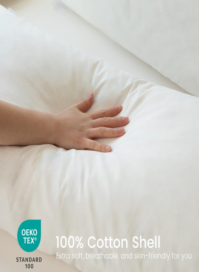 Simple&Opulence وسائد ريش الإوز البسيطة والفاخرة بحجم كينغ مجموعة من 2، وسادة سرير بيضاء للنوم مع قطن 100%، وسادة فاخرة ناعمة بجودة فندقية للجانبين، البطن والظهر - 20x36" - Image 2