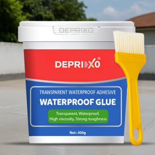DEPRIXO Crack Seal Glue with Brush Transparent Waterproof Resin Epoxy for Roof Leakage Crack Seal Agent Roof Water Leakage Solution Water Proof Glue for Waterproofing (1 KG/LARGE PACK) by UNIDSC - Image 1