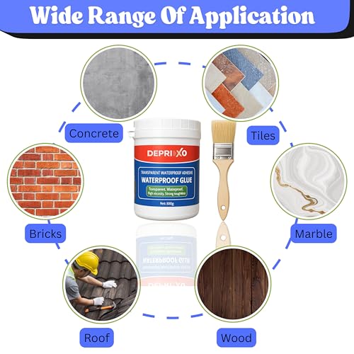 DEPRIXO Crack Seal Glue with Brush Transparent Waterproof Resin Epoxy for Roof Leakage Crack Seal Agent Roof Water Leakage Solution Water Proof Glue for Waterproofing (1 KG/LARGE PACK) by UNIDSC - Image 2