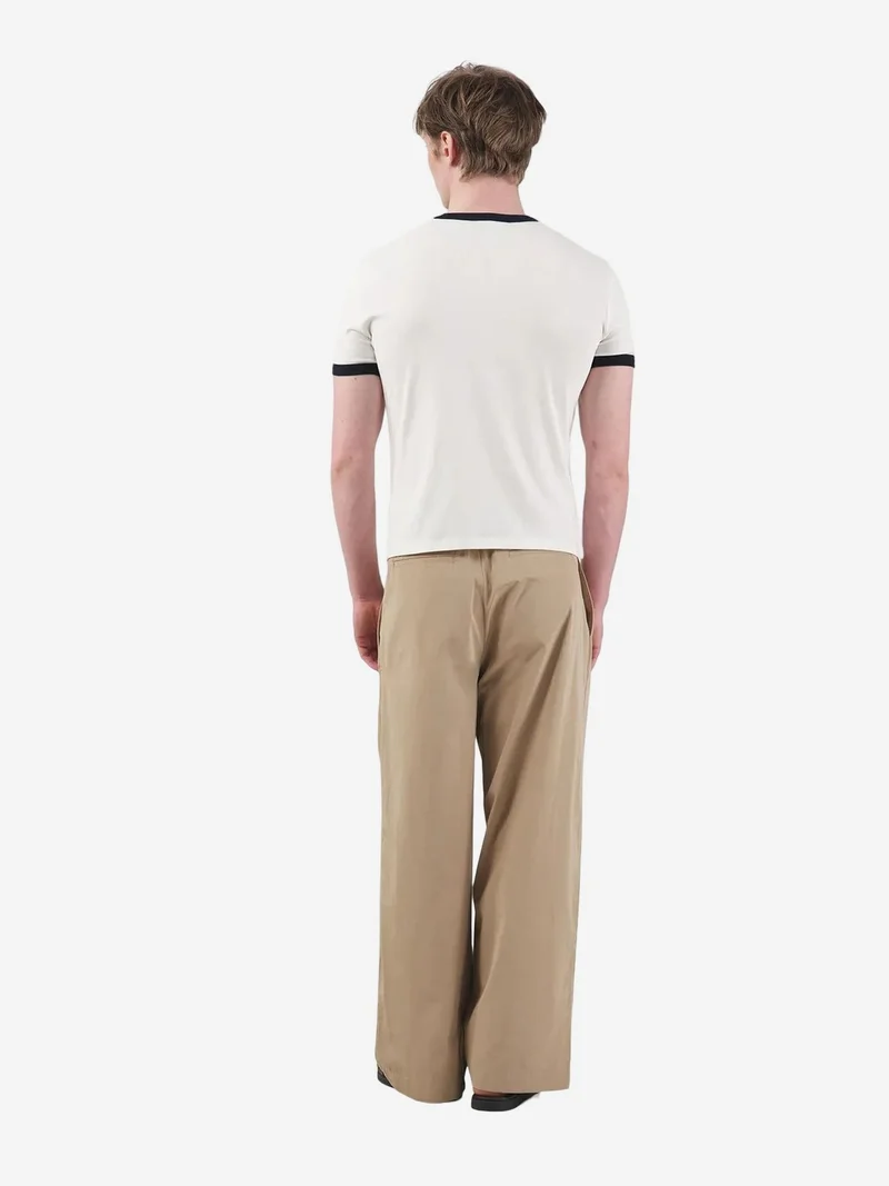 Giesto Ivory Natural GIESTO Color Blocked Crew Neck T-Shirt with Contrast Binding for Men | Best Price UAE