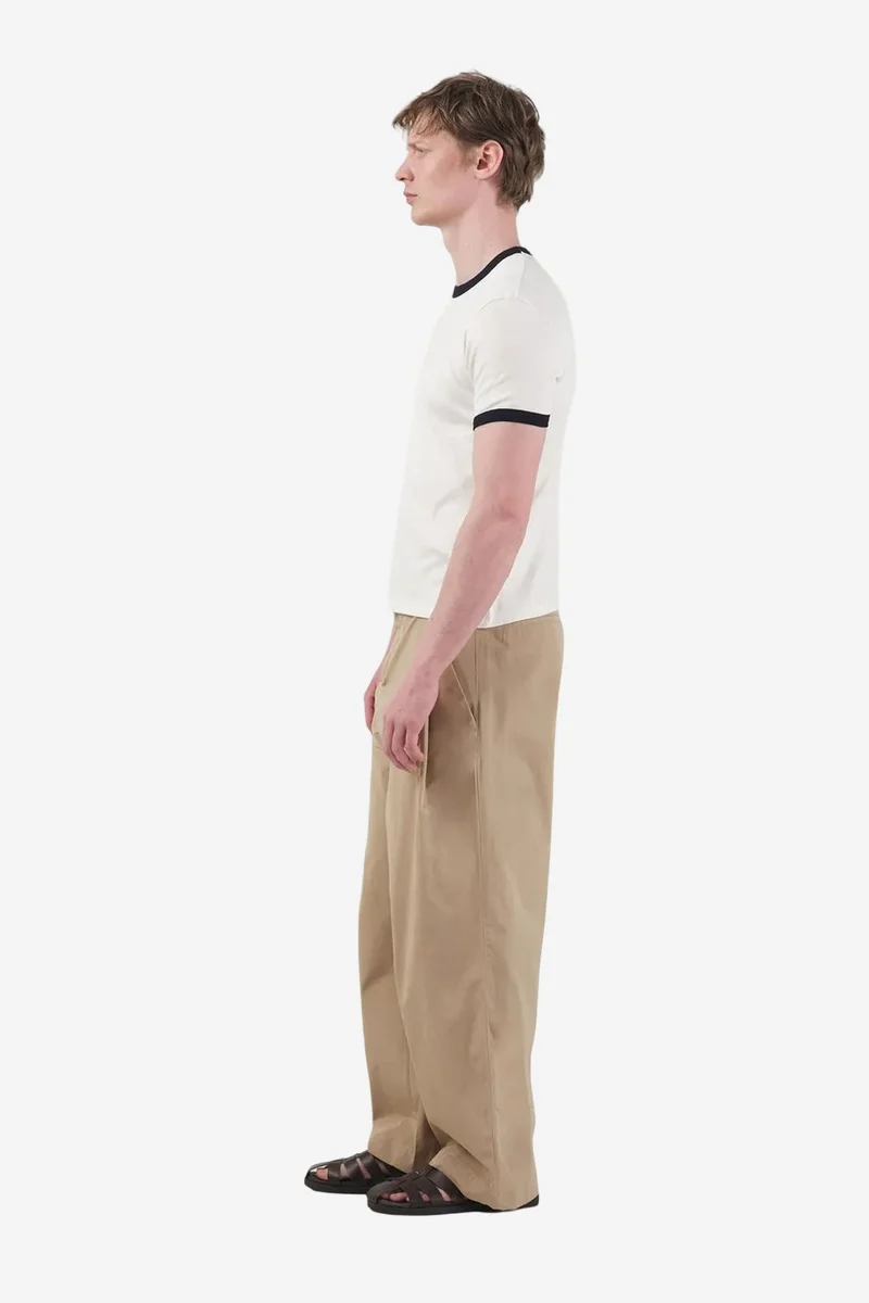 Giesto Ivory Natural GIESTO Color Blocked Crew Neck T-Shirt with Contrast Binding for Men | Best Price UAE
