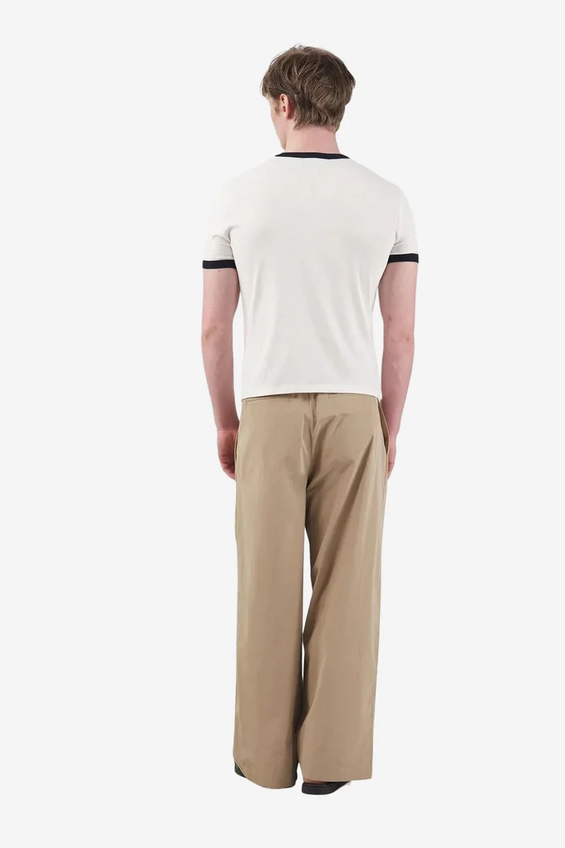Giesto Ivory Natural GIESTO Color Blocked Crew Neck T-Shirt with Contrast Binding for Men | Best Price UAE