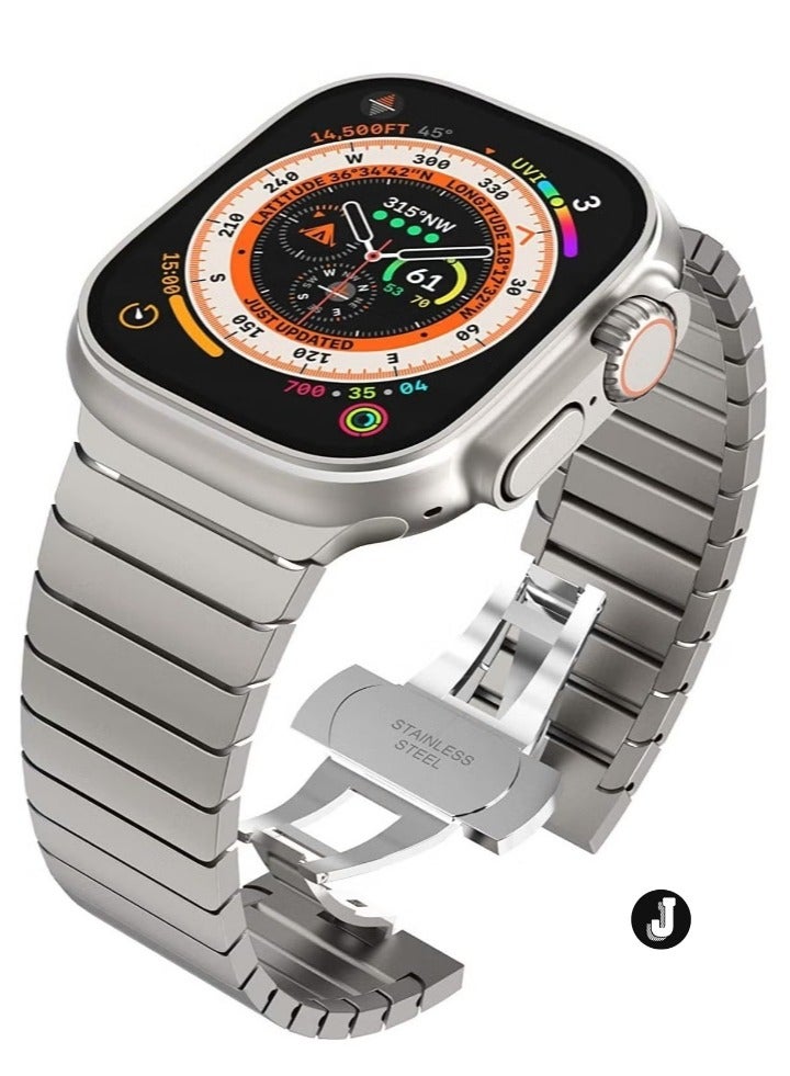 JAJEEK "2024 Steel Band Compatible with Apple Watch Ultra 49mm/45mm/44mm/42mm – Solid Metal Strap, Adjustable Folding Clasp, Compatible with iWatch Series 3/2/1 – Stylish & Durable Band for Men & Women" - Image 1