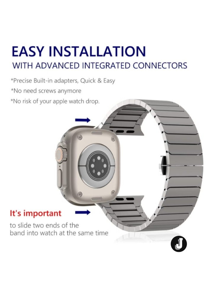 JAJEEK "2024 Steel Band Compatible with Apple Watch Ultra 49mm/45mm/44mm/42mm – Solid Metal Strap, Adjustable Folding Clasp, Compatible with iWatch Series 3/2/1 – Stylish & Durable Band for Men & Women" - Image 4