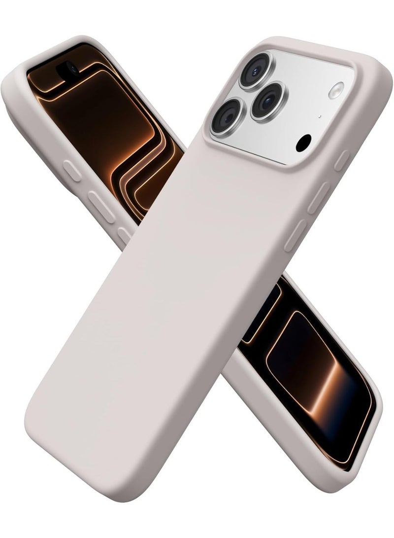 ACLIX Silicone Case Compatible with iPhone 17 Pro, Slim Liquid Silicone Phone Case with 3-Layer Soft Rubber Shockproof Bumper with TPU Lining (Stone) - Image 1