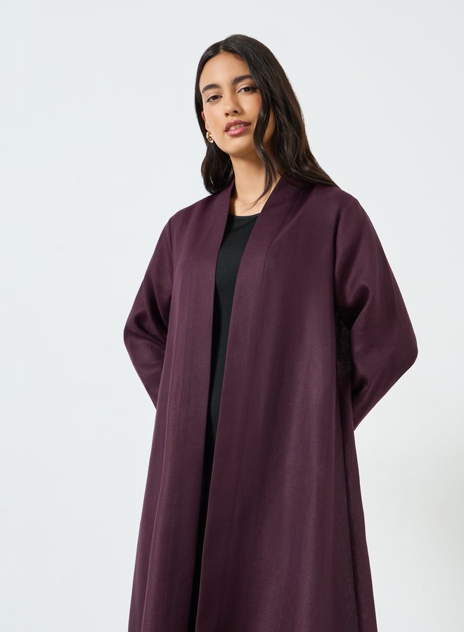 Amirah Purple Linen Look Front Open Abaya - Image 2