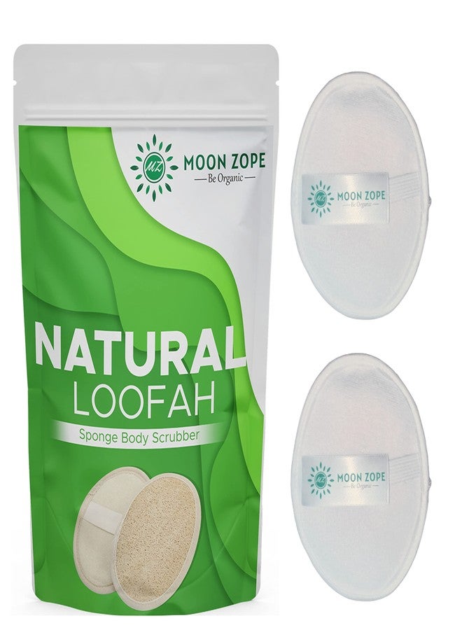 MOON ZOPE Natural Loofah For Bathing | Organic Oval Lufa For Men and Women | Body Sponge and Scrubber | Eco Friendly | Chemical Free | Light Weight (Pack of 2) - Image 1