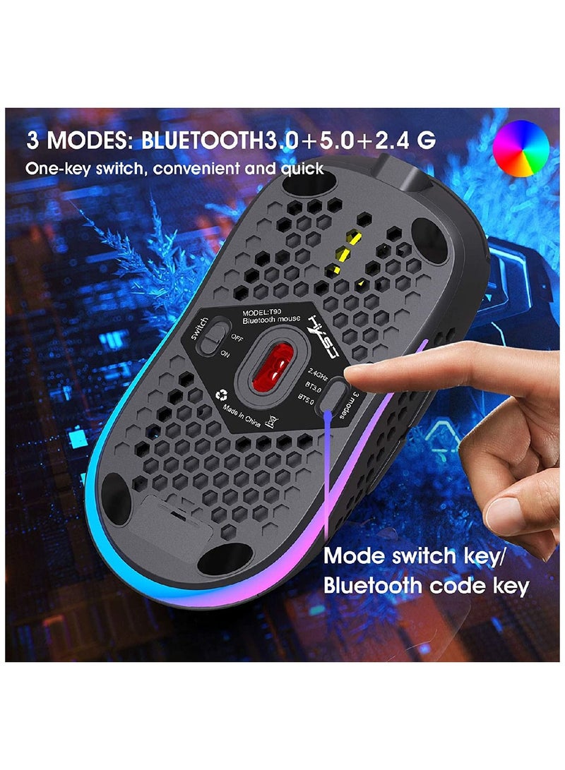 HXSJ Ergonomic Design Wireless Rgb Gaming Mouse With Nano Receiver Black - Image 3