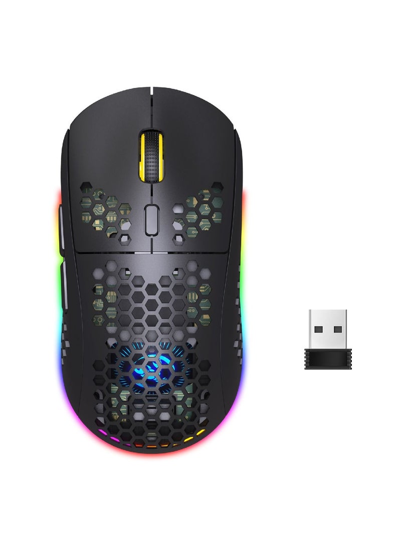 HXSJ Ergonomic Design Wireless Rgb Gaming Mouse With Nano Receiver Black - Image 1