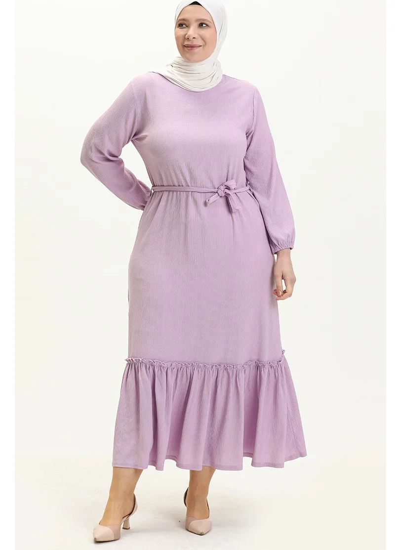 Sefa Merve Flounce Plus Size Dress 4581-08 Lilac