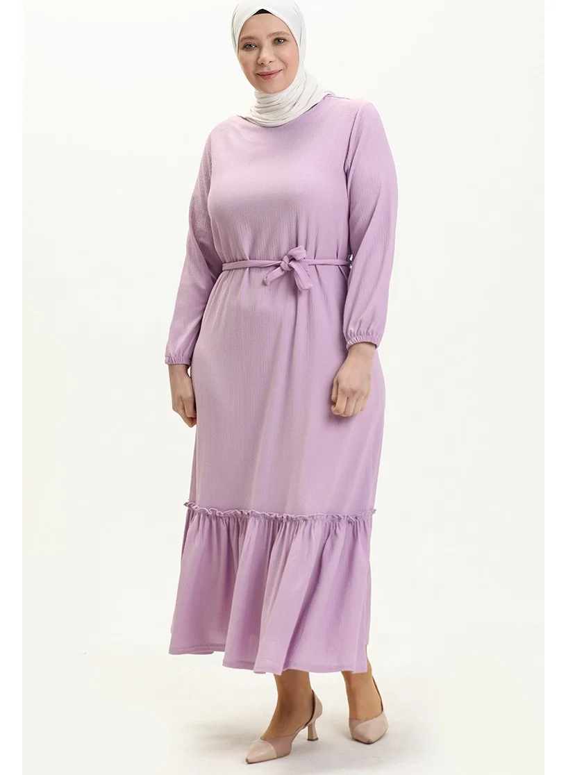 Sefa Merve Flounce Plus Size Dress 4581-08 Lilac