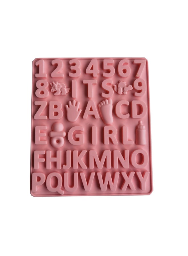 Girls Alphabet Number Chocolate 1 Silicone Mold Candy Pudding Dessert Cookie Mold Cake Baking Mold-Color:Rice Powder - Image 1