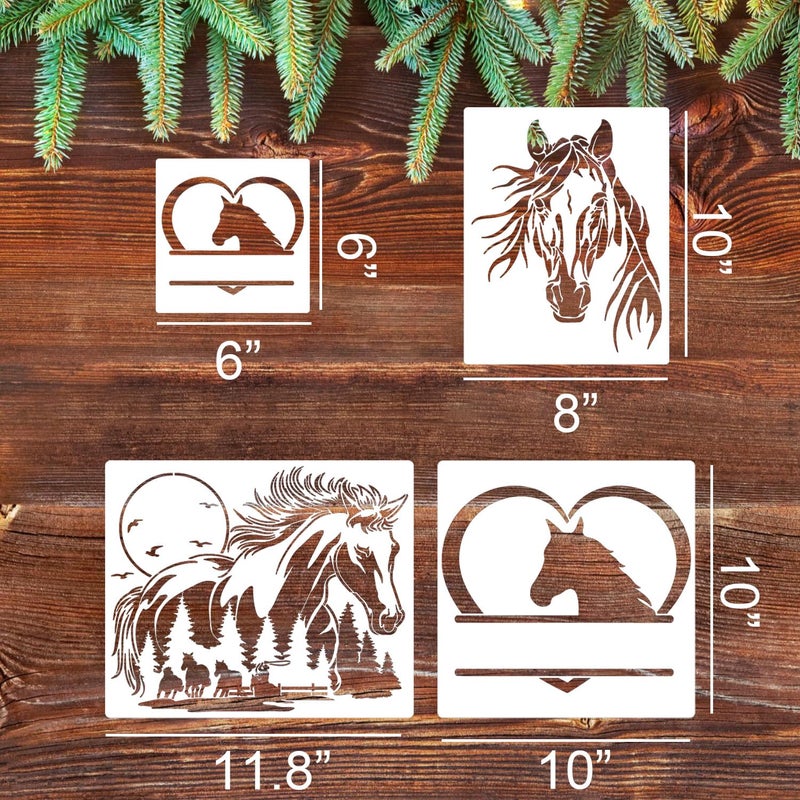 zosylley Animal Wood Burning Stencils for Painting 12â€ Horse Stencil Animal Stencils for Crafts T-Shirt Fabric Wood DIY - Image 2