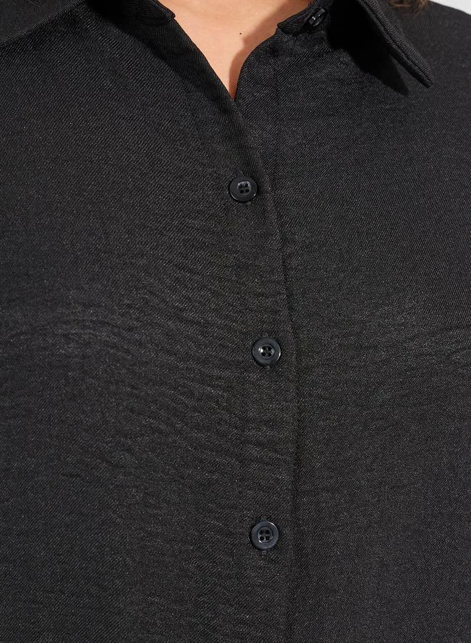 Styli Solid Button Placket Collared Bodysuit
