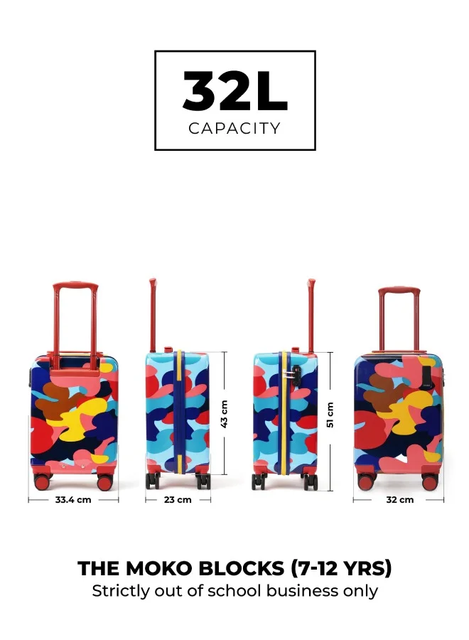 Mokobara Paintball The Moko Blocks Unbreakable Polycarbonate Extra Light Weight Kids Luggage | Hard Trolley Suitcase for Kids (38 cms (7-12 Years)  | Best Price UAE