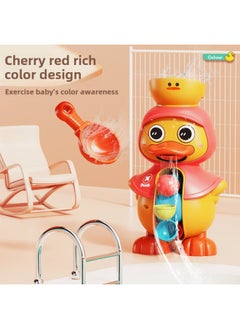 Children's Internet Popular Same Summer Bathing Toy Water Duck Elephant Swivel Water Truck Sucker Swivel Music Boys And Girls-Color:Moe Duck Water Car [cherry Red] Color Box
