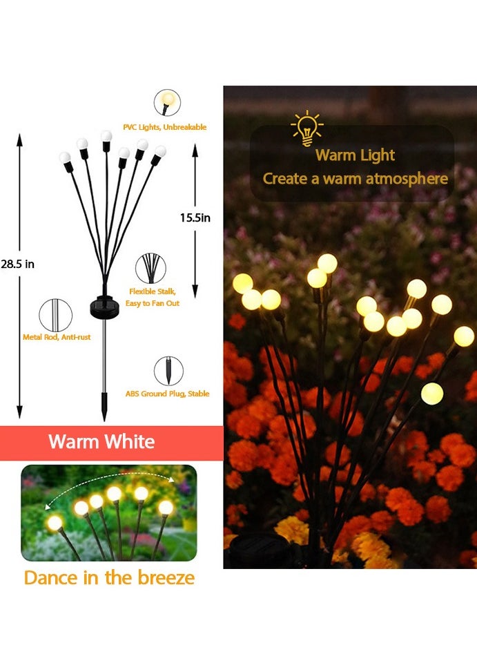 YZMA GLOBAL Upgraded Waterproof LED Solar Lights Outdoor - Swaying Solar Garden Lights, Firefly Lights with Highly Flexible Copper Wires, Yard Pathway Christmas Landscape Stake Lights, 2 Packs  - Image 2