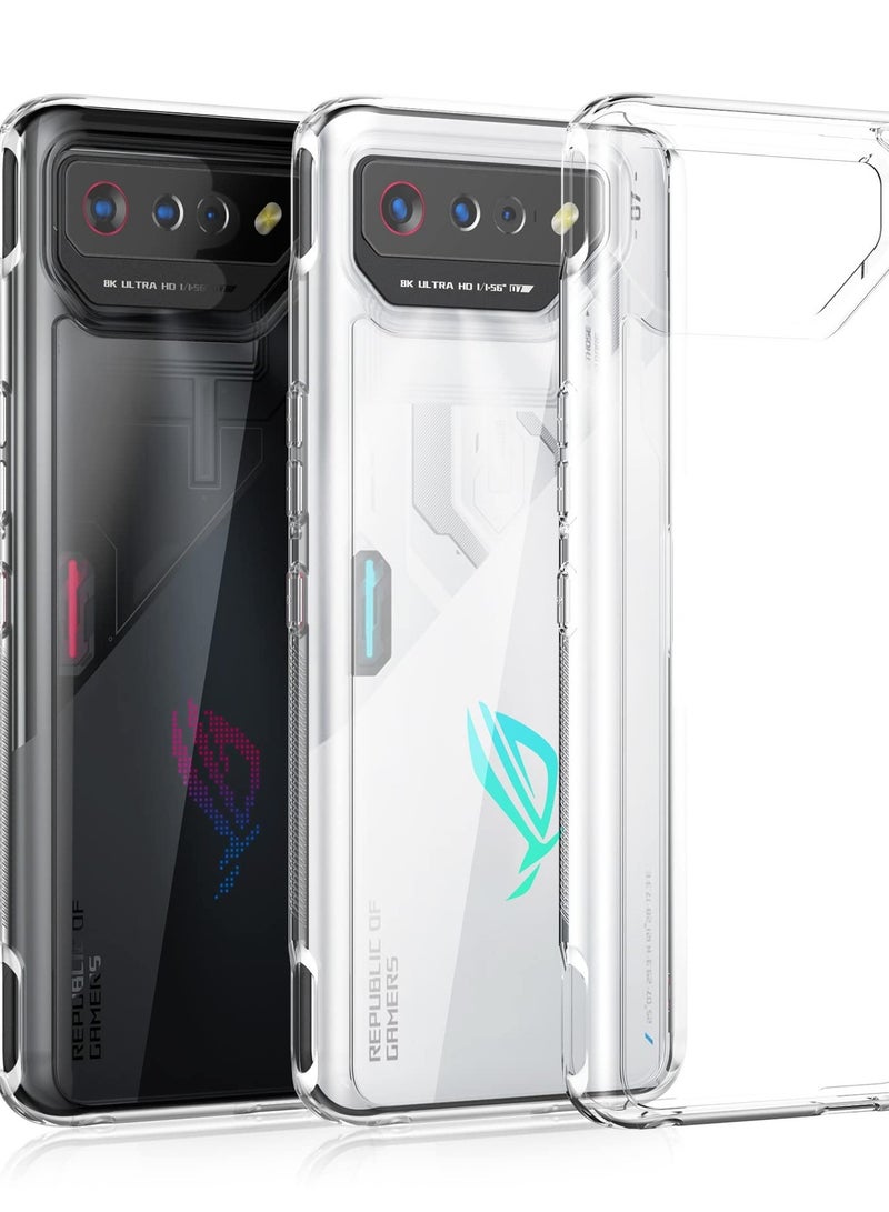 حافظة هجين شفافة لهاتف ASUS ROG Phone 7 و 7 Ultimate، تصميم مقاوم للصدمات مع حافة TPU ناعمة وظهر صلب - Image 1