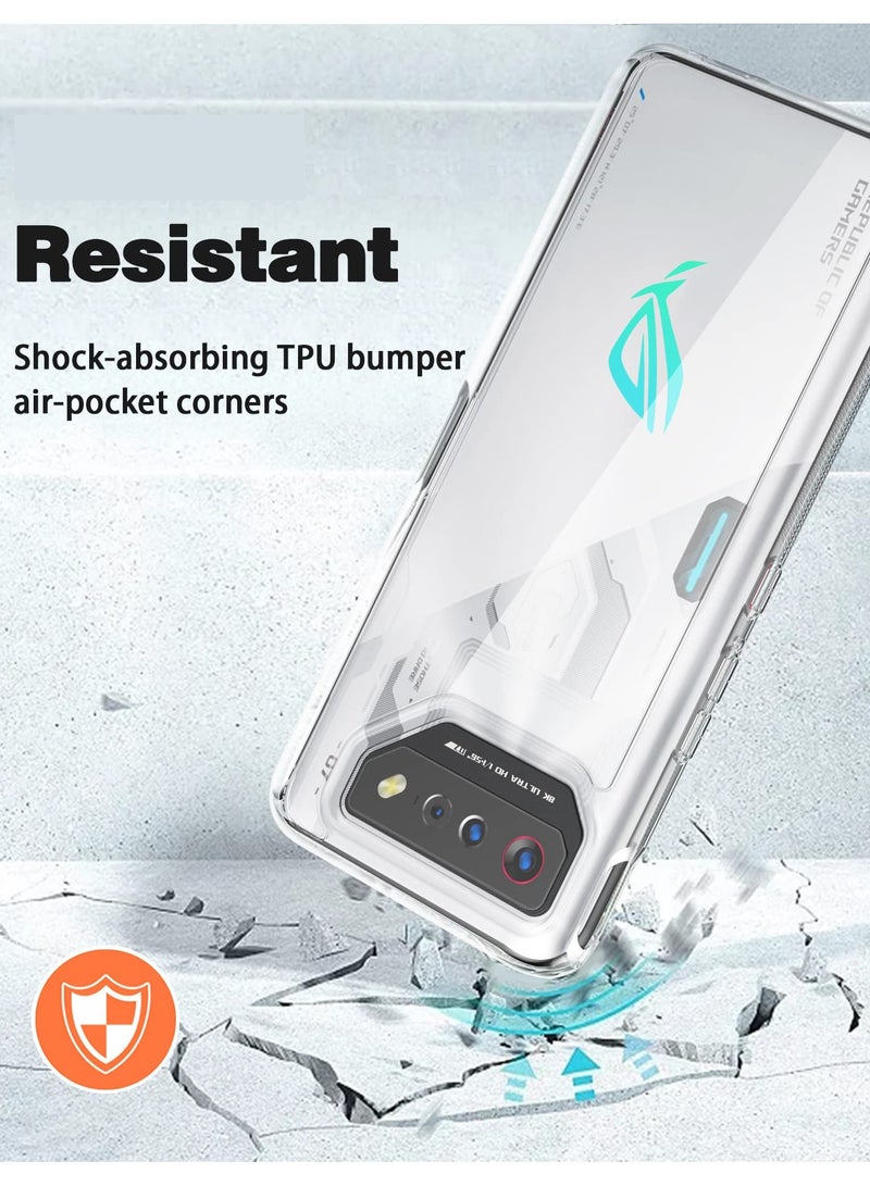 حافظة هجين شفافة لهاتف ASUS ROG Phone 7 و 7 Ultimate، تصميم مقاوم للصدمات مع حافة TPU ناعمة وظهر صلب - Image 4