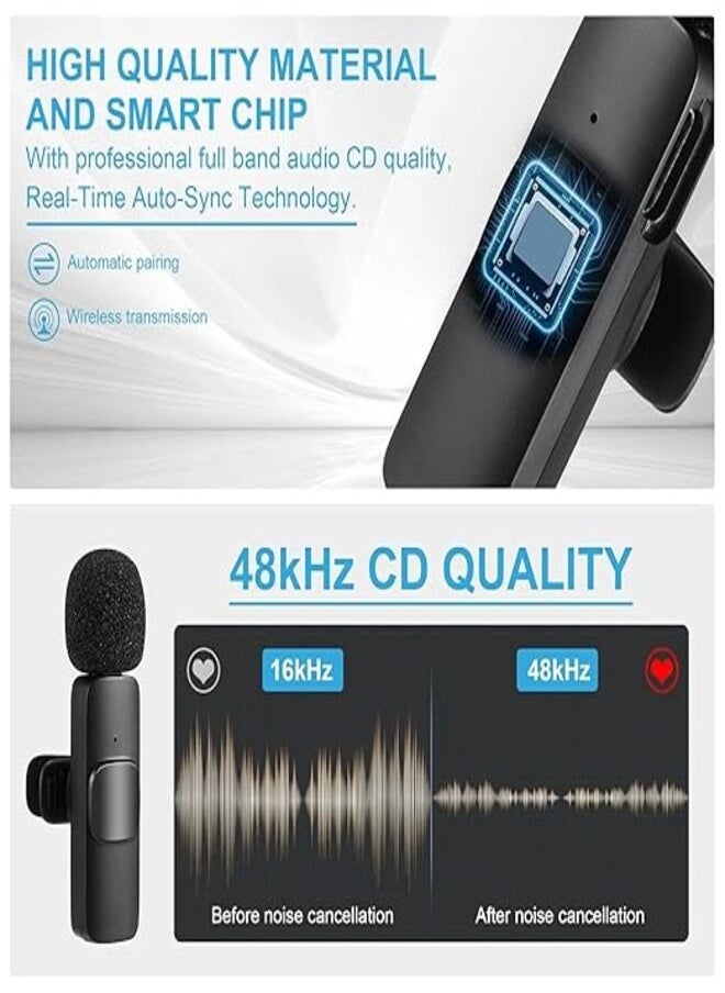 Generic Wireless Lavalier Microphone for Type-C Phone- Plug-Play Wireless Mic with 2 Microphone for USB-C Android Phone and iPhone Video Recording- Interview- Vlog- Auto Sync and Noise Reduction- 2.4 GHZ, Black  - Image 2
