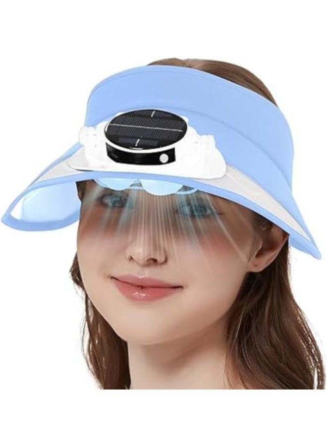 Solar Fan Hat, Sun Visor Hats with Fan, Men and Women Solar Powered Fan Hat, 5 Levels of Fan Speed, 5-10 H Work, Solar and Fan Hat for Fishing, Portable Fan Hat Adjustable Visor for Women - Image 2