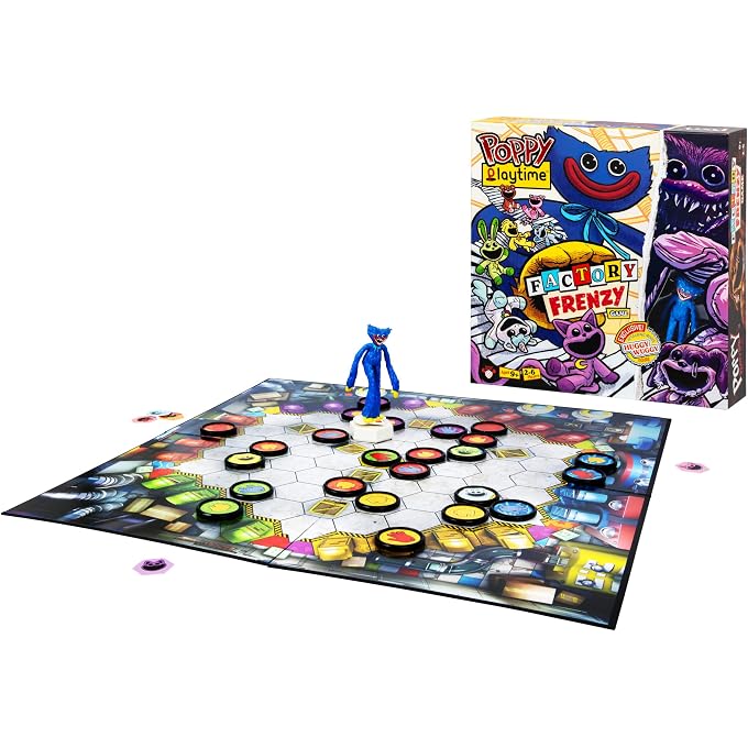 MOOSE Poppy Playtime Factory Frenzy Game, Exclusive Huggy Wuggy Attacking Mover Spins, Points and Chases Players Around The Board. Use Your Wits As You Grab Toys and Try to Escape, for 2-6 Players Aged 9+ - Image 1