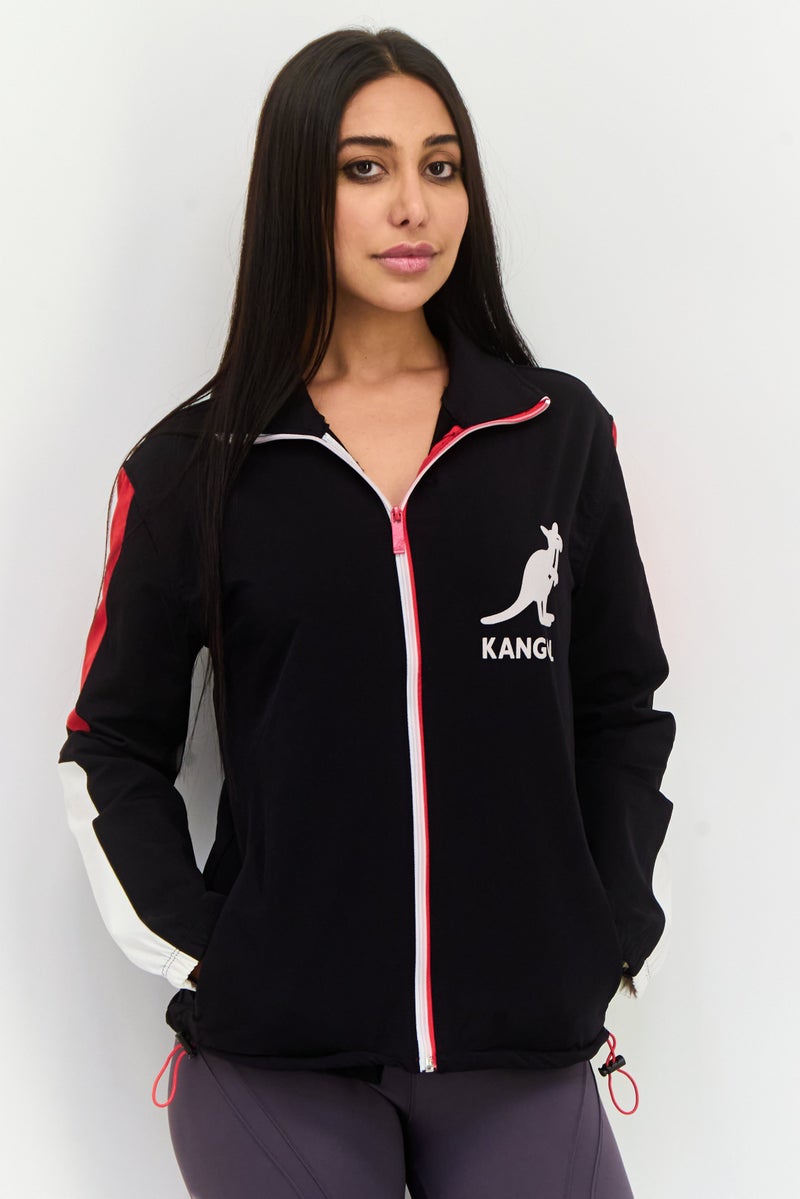KANGOL Women Brand Logo Windbreaker Jacket, Black Combo - Image 1