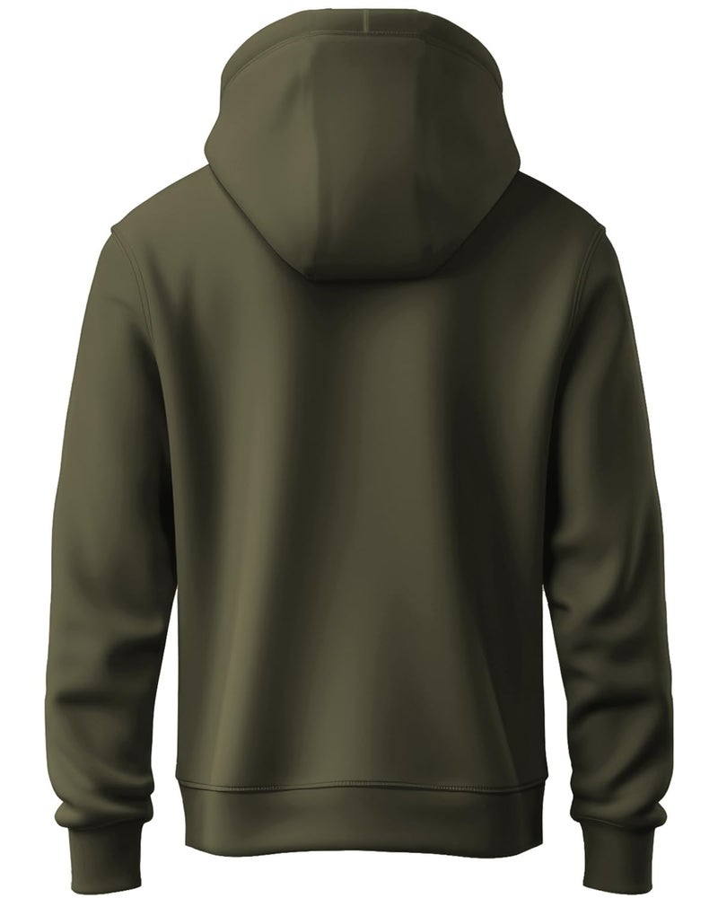 ADRO Men's Cotton Blend Neck Hooded Sweatshirt (H24-NEW-OL_Olive - Image 2