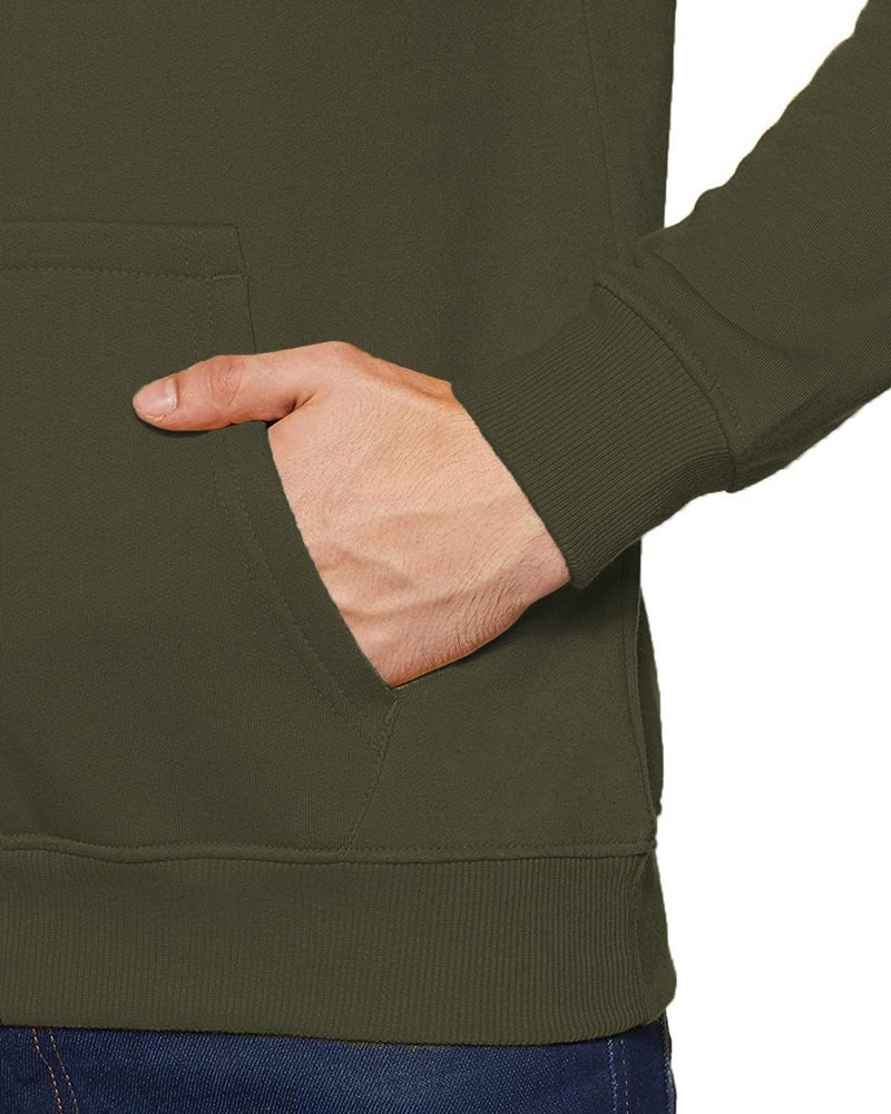 ADRO Men's Cotton Blend Neck Hooded Sweatshirt (H24-NEW-OL_Olive - Image 4