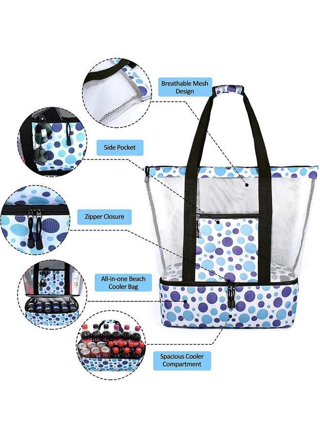 NIBEMINENT Mesh Beach and Picnic Tote Bag with Insulated Compartment - Image 1
