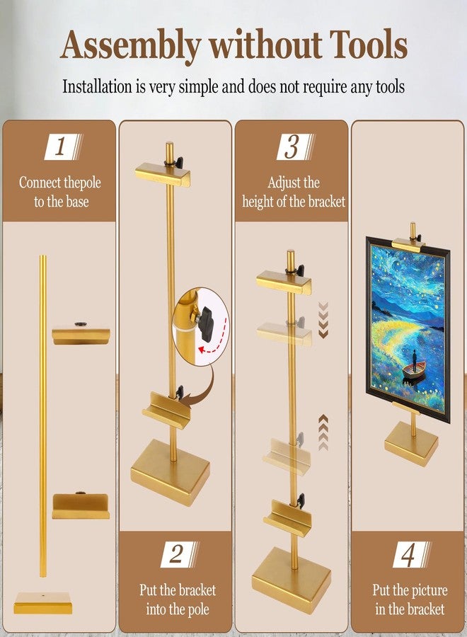 dakewang 18'' Adjustable Tabletop Easel Stand for Picture Frames, Picture Easels for Display, Gold Easel, Picture Frame Stand, Adjustable Art Easel. (Gold-18inch) - Image 5