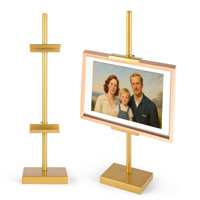 dakewang 18'' Adjustable Tabletop Easel Stand for Picture Frames, Picture Easels for Display, Gold Easel, Picture Frame Stand, Adjustable Art Easel. (Gold-18inch) - Image 1