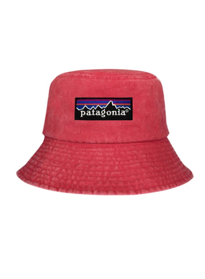 Vintage Washed Magenta Patagonia Mountain Logo Outdoor Bucket Hat
