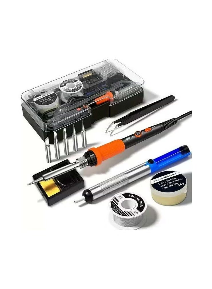 Soldering Iron Premium Kit, 60W Soldering Gun with Ceramic Heater, 12-in-1 Soldering Tool, Adjustable Temperature 200 to 450°C, Includes Soldering Iron Tip, Solder Wire, Pump and Paste - Image 1