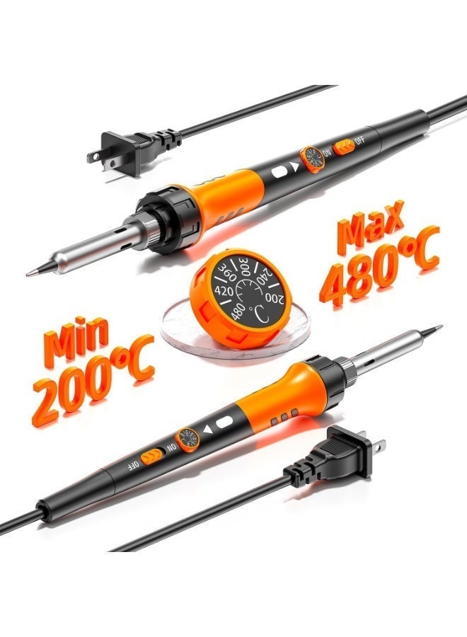 Soldering Iron Premium Kit, 60W Soldering Gun with Ceramic Heater, 12-in-1 Soldering Tool, Adjustable Temperature 200 to 450°C, Includes Soldering Iron Tip, Solder Wire, Pump and Paste - Image 2