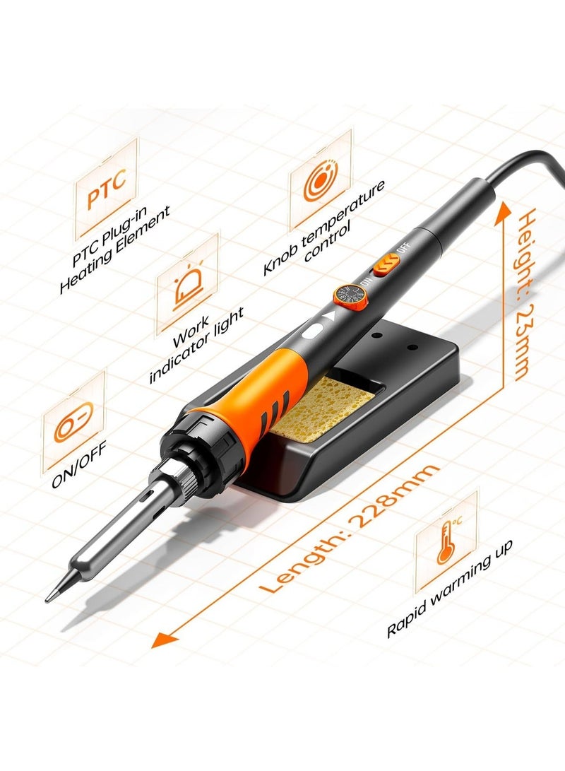 Soldering Iron Premium Kit, 60W Soldering Gun with Ceramic Heater, 12-in-1 Soldering Tool, Adjustable Temperature 200 to 450°C, Includes Soldering Iron Tip, Solder Wire, Pump and Paste - Image 3